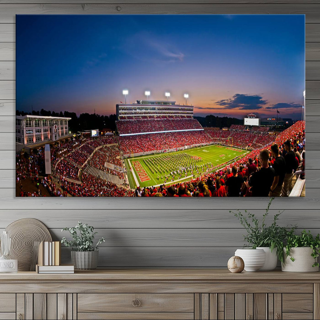 NC State Wolfpack Football Team Print - Raleigh Carter-Finley Stadium Wall Art Canvas Print