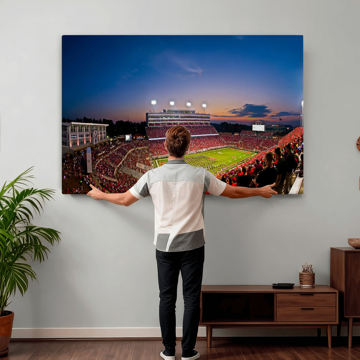 33313-MGV-CV-36X24 - NC State Wolfpack Football Team Print - Raleigh Carter-Finley Stadium Wall Art Canvas Print