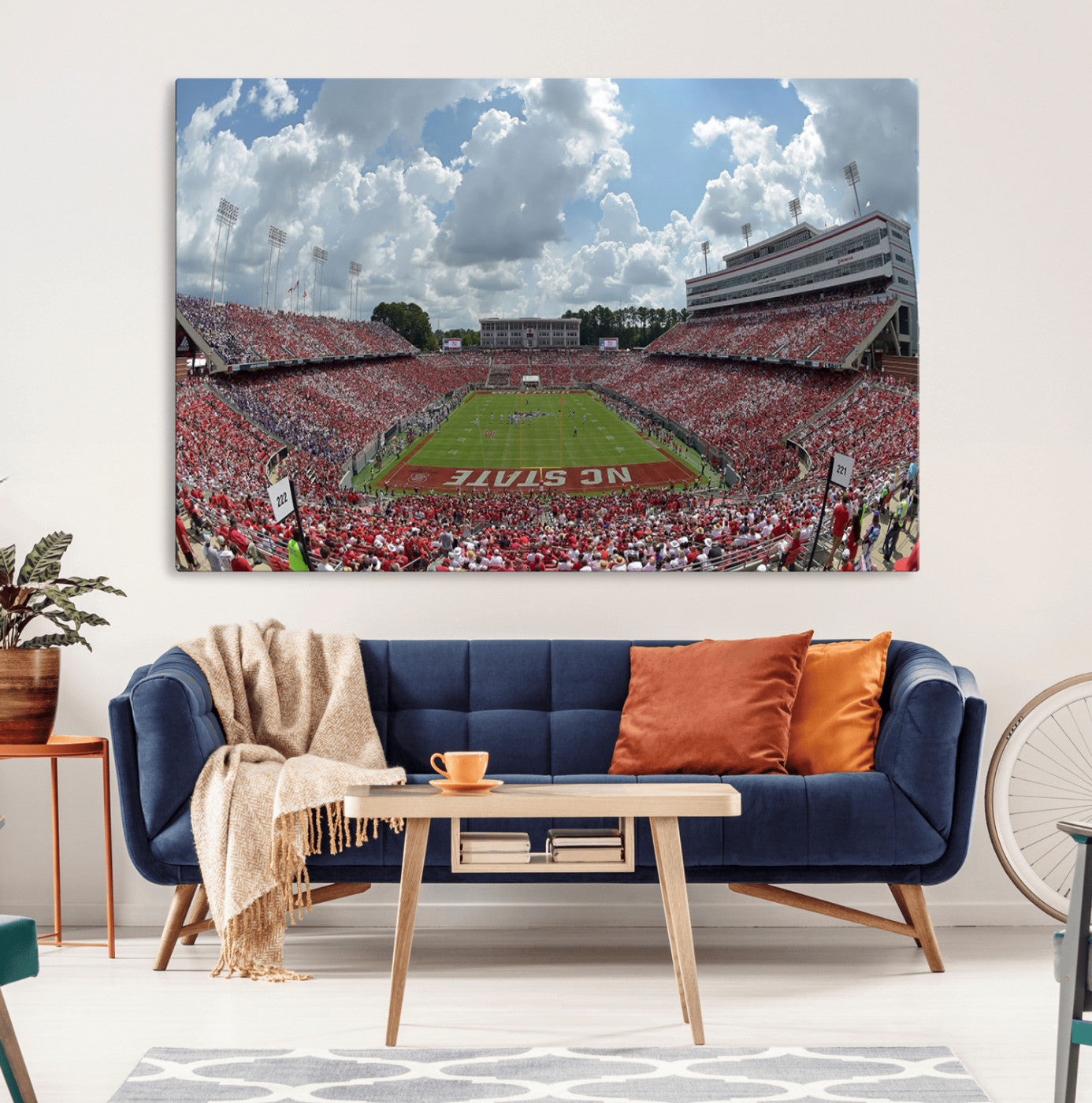 30640-MGV-CV-36X24-NC State Wolfpack Football Team Print Canvas- Raleigh Carter-Finley Stadium Wall Art Canvas Print