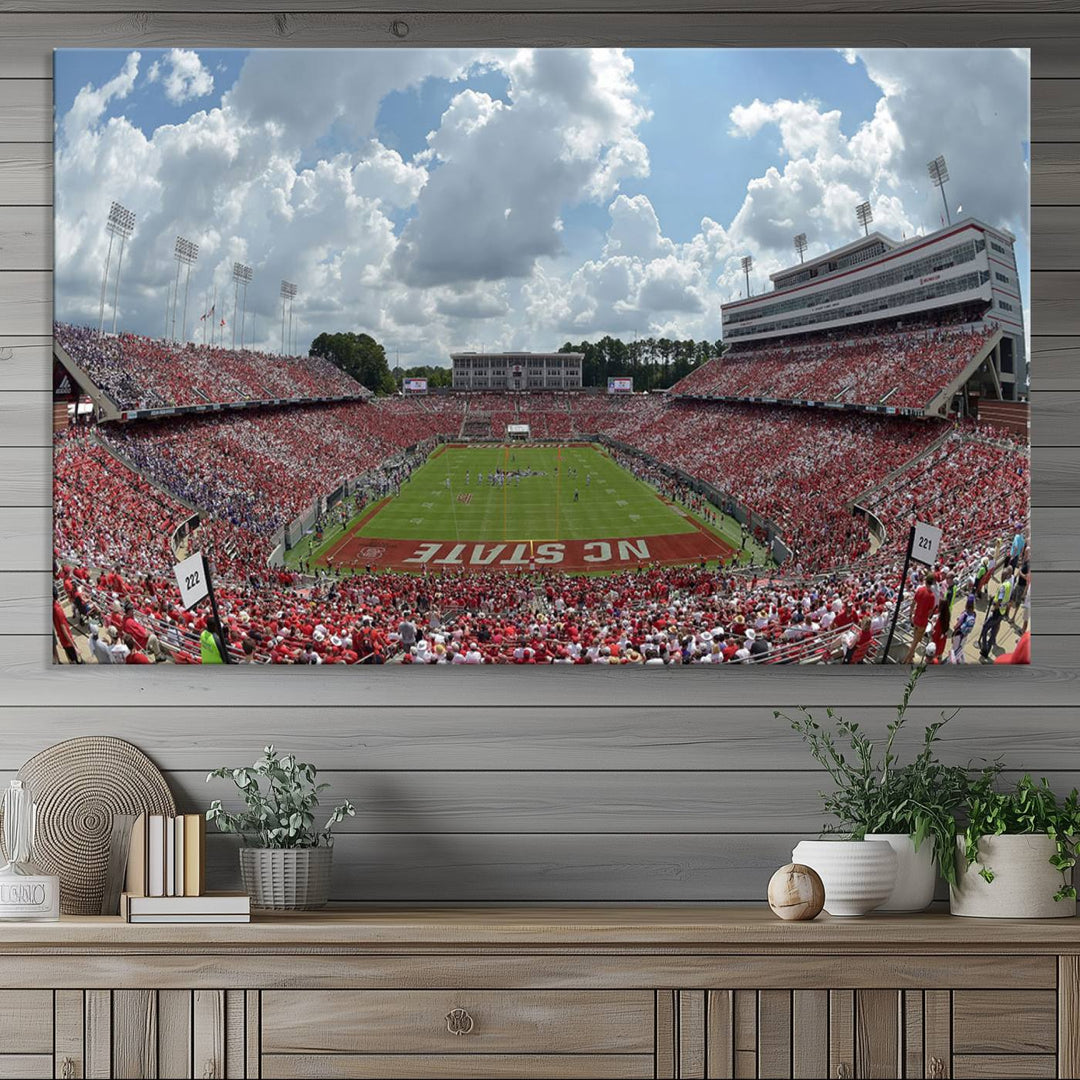 NC State Wolfpack Football Team Print - Raleigh Carter-Finley Stadium Wall Art Canvas Print