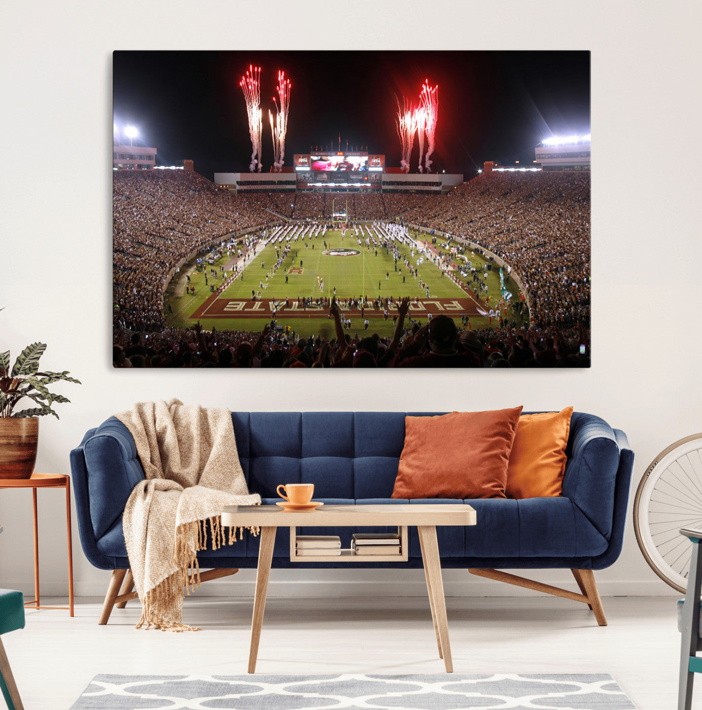 86288-MGV-CV-36X24-Framed Florida State Seminoles Football Team Print - Tallahassee Doak Campbell Stadium Wall Art