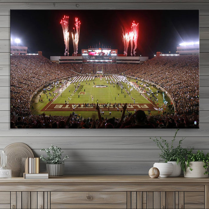 Florida State Seminoles Football Team Print - Tallahassee Doak Campbell Stadium Wall Art Canvas Print