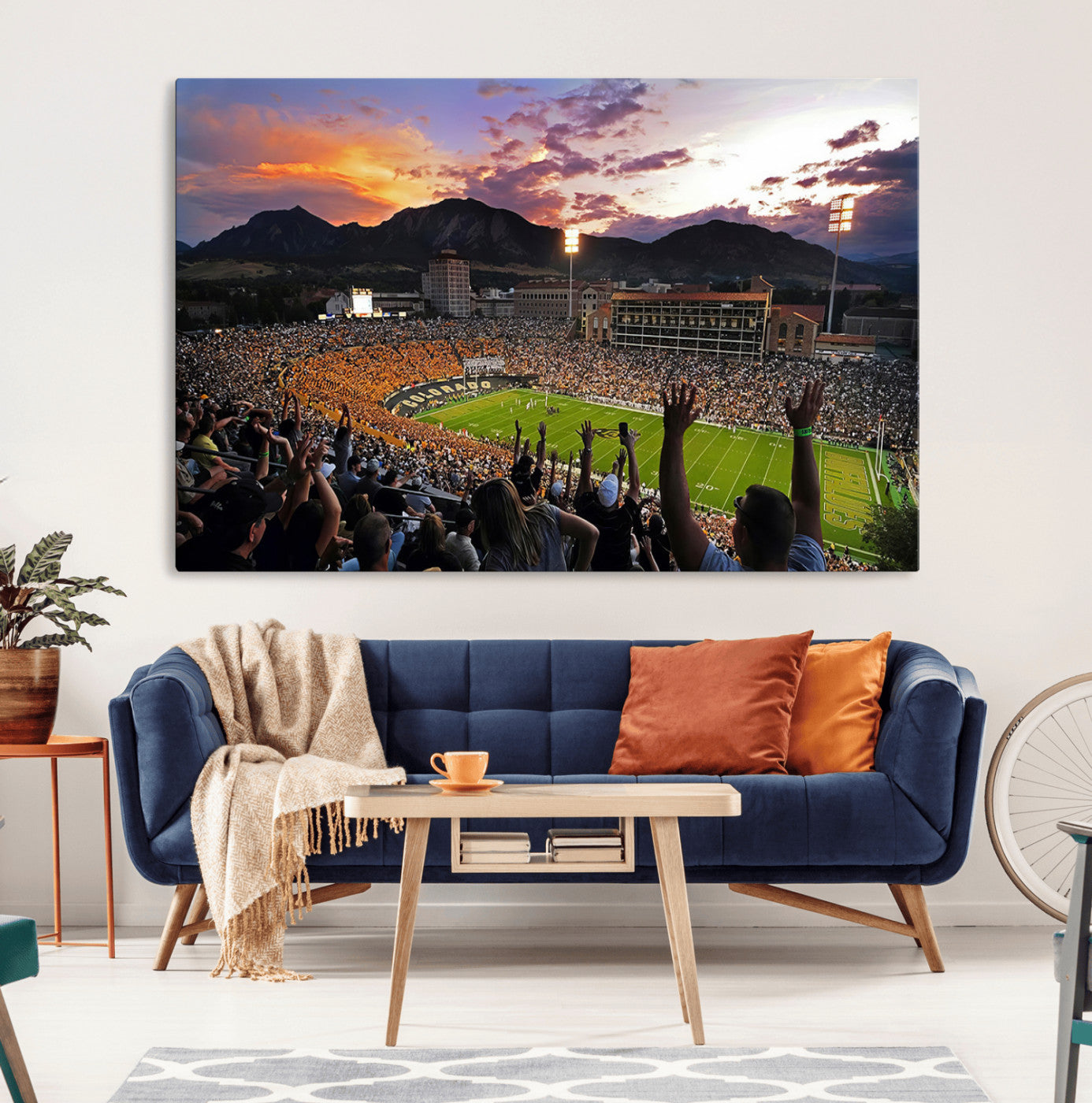 80381-MGV-CV-36X24-Framed Colorado Buffaloes Football Team Print - Boulder Folsom Field Stadium Wall Art Canvas Print