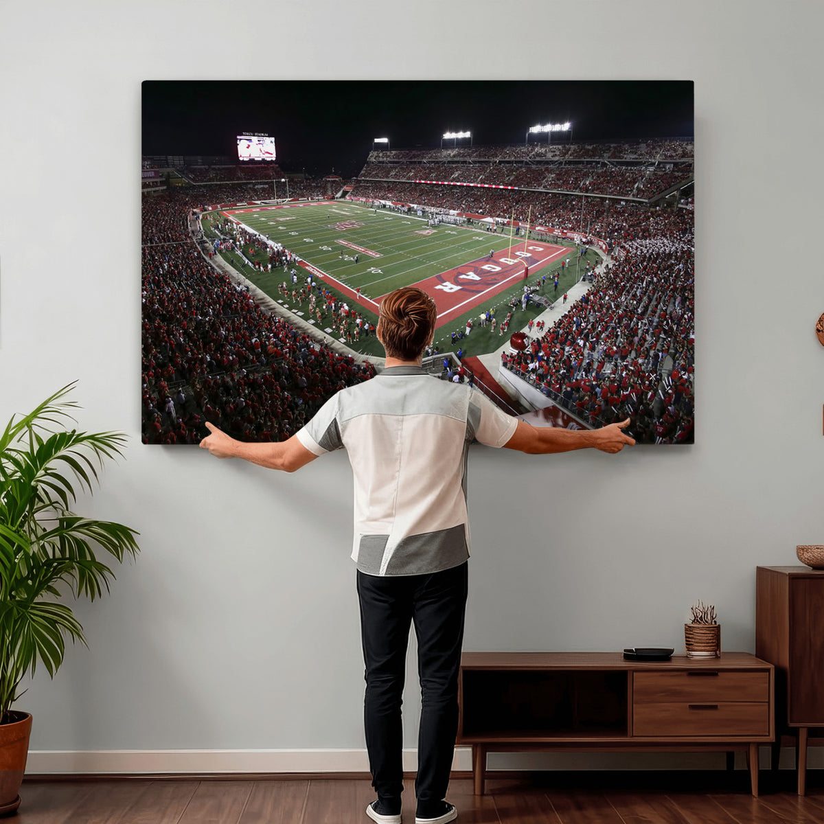 94207-MGV-CV-36X24 - Houston Cougars Football Team Print - Houston TDECU Stadium Wall Art Canvas Print