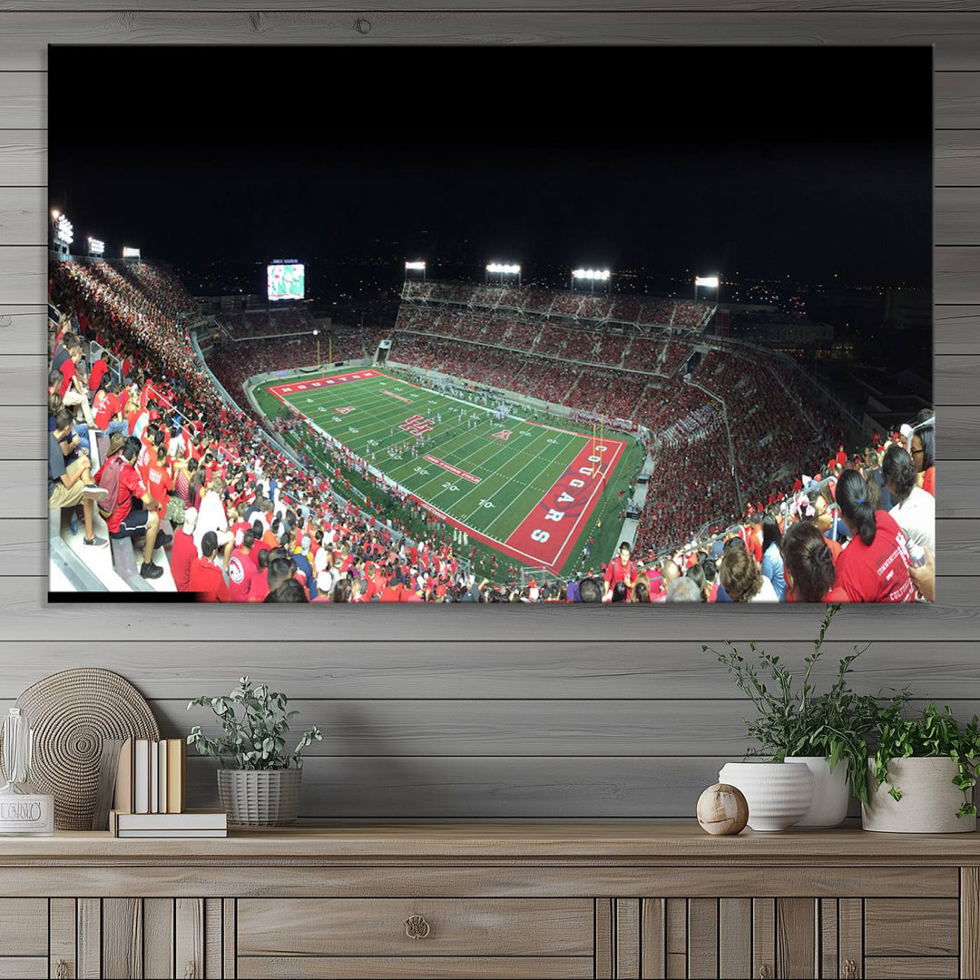 Houston Cougars Football Team Print - Houston TDECU Stadium Wall Art Canvas Print