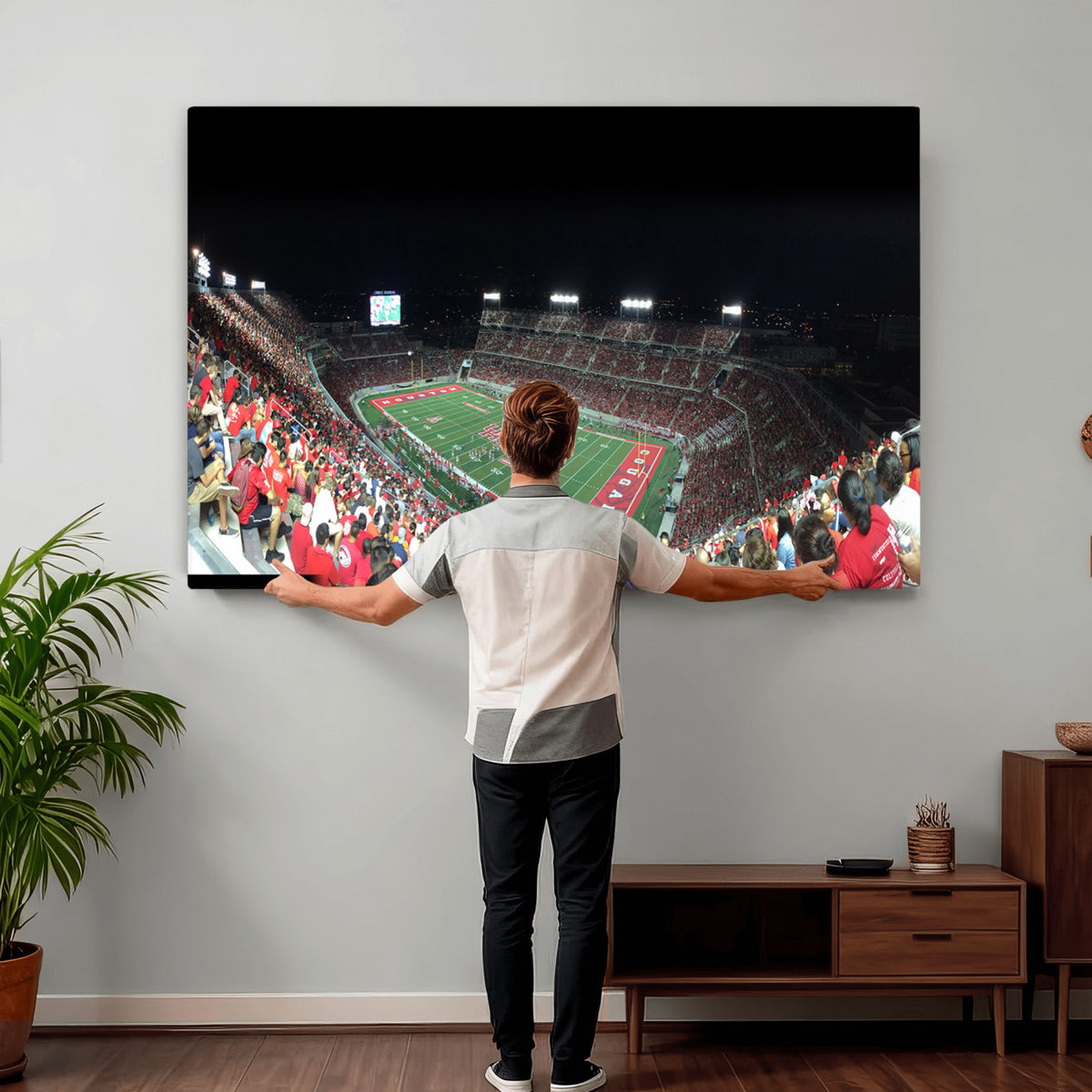 67036-MGV-CV-36X24 - Houston Cougars Football Team Print - Houston TDECU Stadium Wall Art Canvas Print