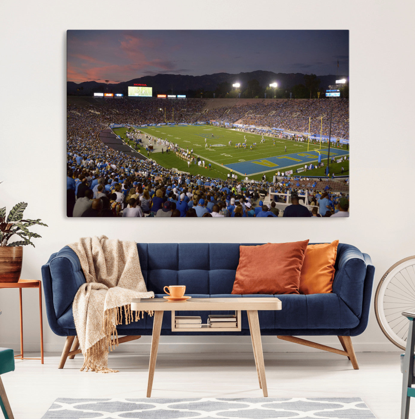 90359-MGV-CV-36X24-UCLA Bruins Football Team Print - Pasadena Rose Bowl Stadium Wall Art Canvas Print