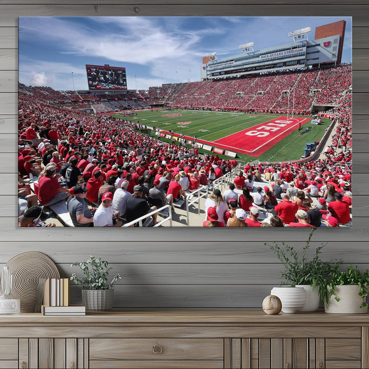 Utah Utes Football Team Print - Salt Lake City Rice-Eccles Stadium Wall Art Canvas Print