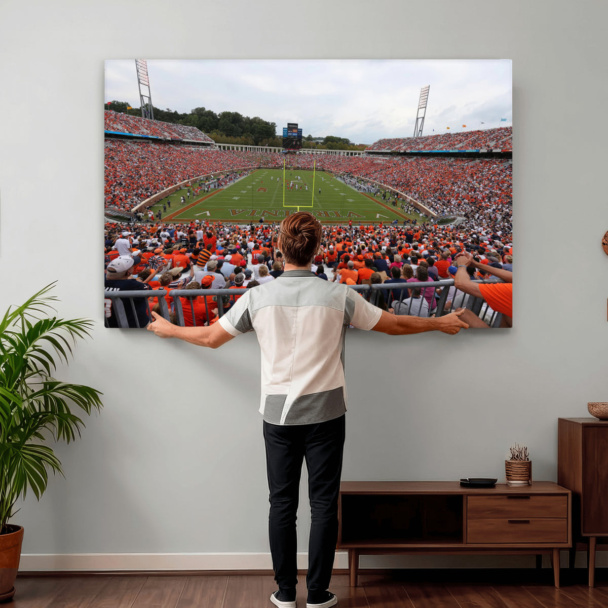 63606-MGV-CV-36X24 - Virginia Cavaliers Football Team Print, Charlottesville, Extra Large Game Room Wall Decor