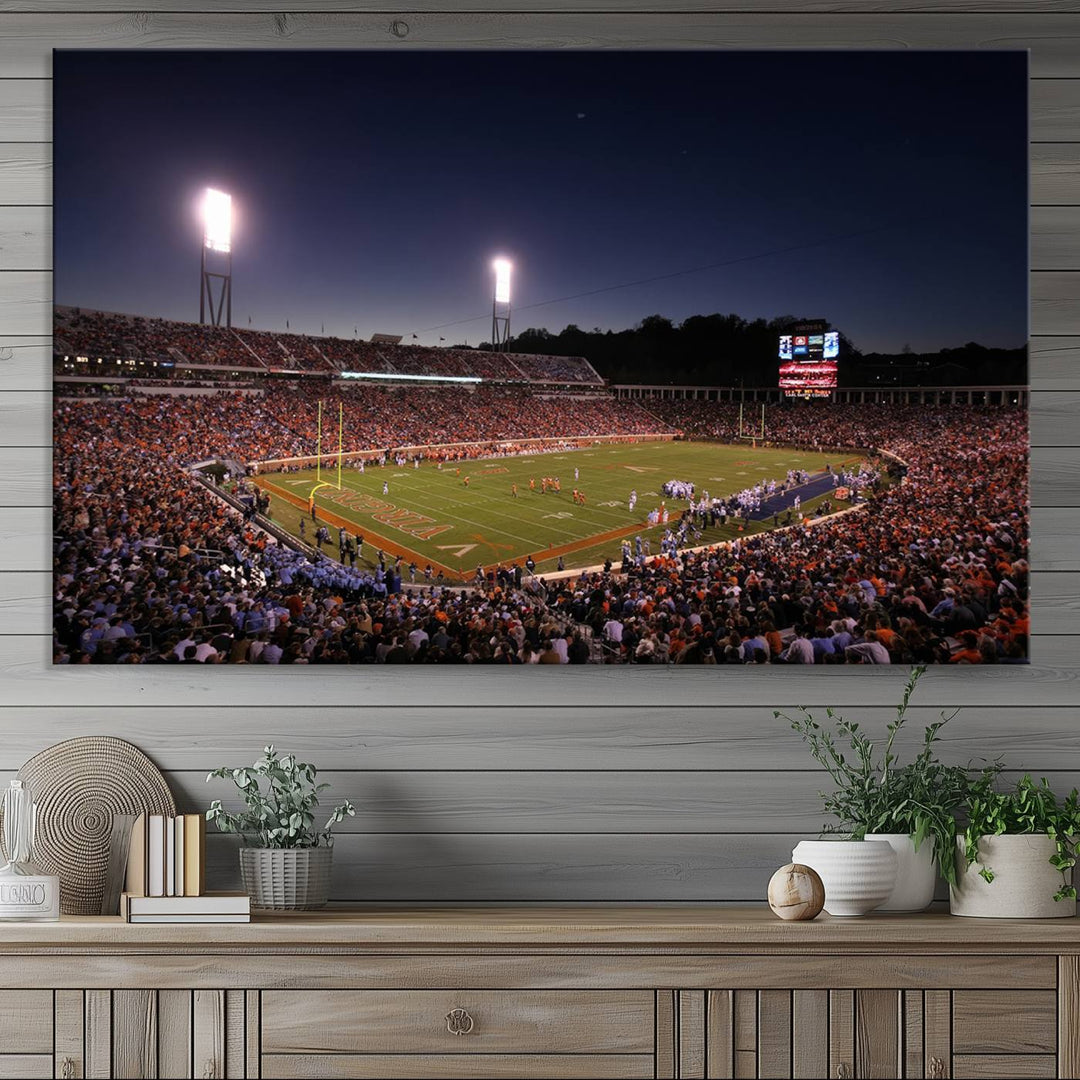 Virginia Cavaliers Football Team Print - Charlottesville Scott Stadium Wall Art Canvas Print