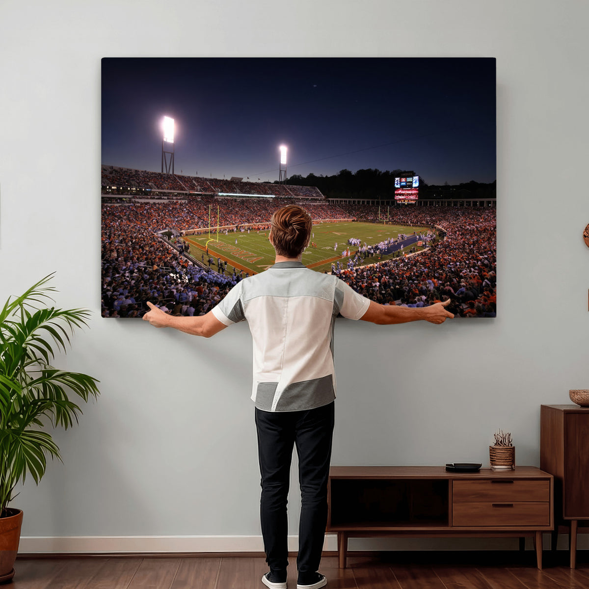 69378-MGV-CV-36X24 - Virginia Cavaliers Football Team Print - Charlottesville Scott Stadium Canvas Print Wall Art