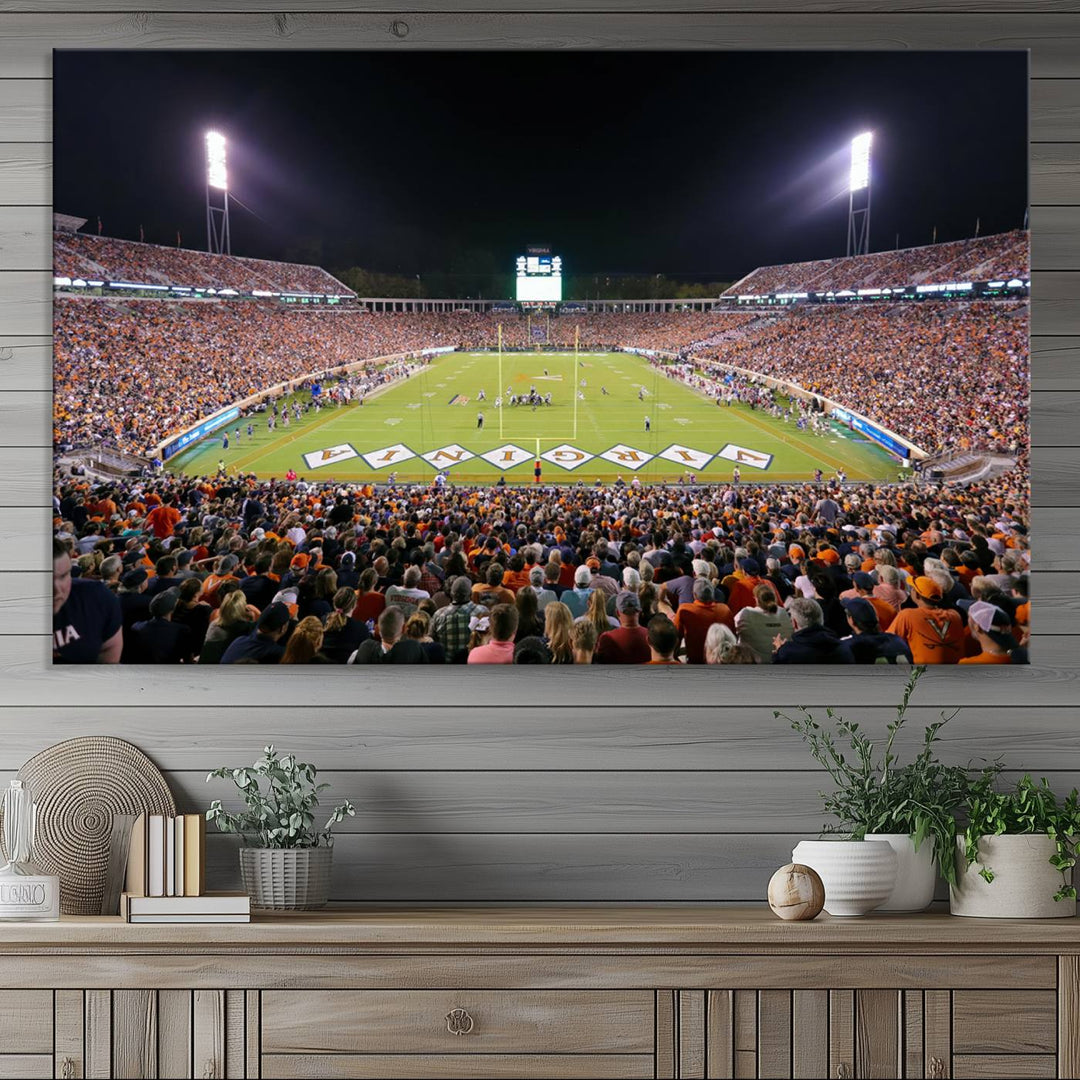 Virginia Cavaliers Football Team Print - Charlottesville Scott Stadium Wall Art Canvas Print