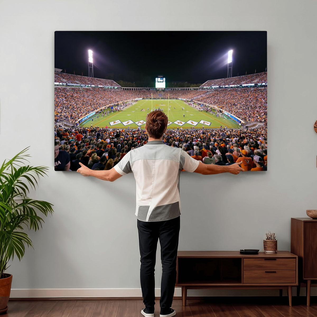 98441-MGV-CV-36X24 - Virginia Cavaliers Football Team Print - Charlottesville Scott Stadium Wall Art Canvas Print