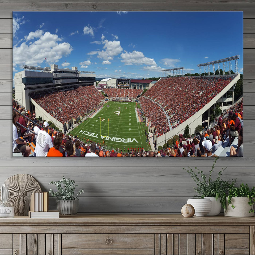 Virginia Tech Hokies Football Team Print - Blacksburg Lane Stadium Wall Art Canvas Print