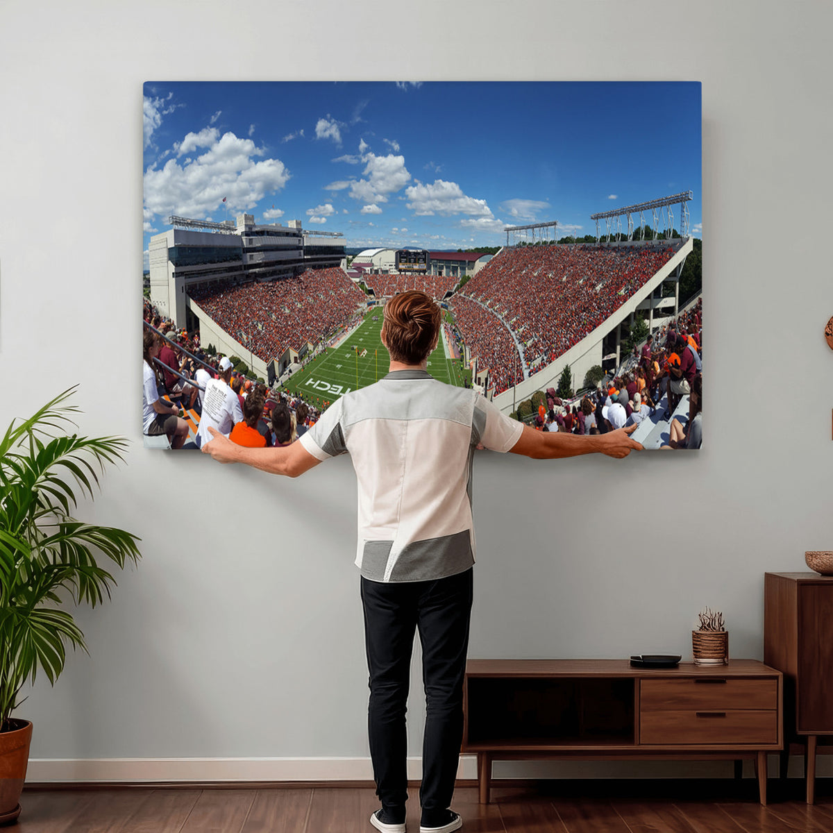 87769-MGV-CV-36X24 - Virginia Tech Hokies Football Team Print - Blacksburg Lane Stadium Wall Art Canvas Print