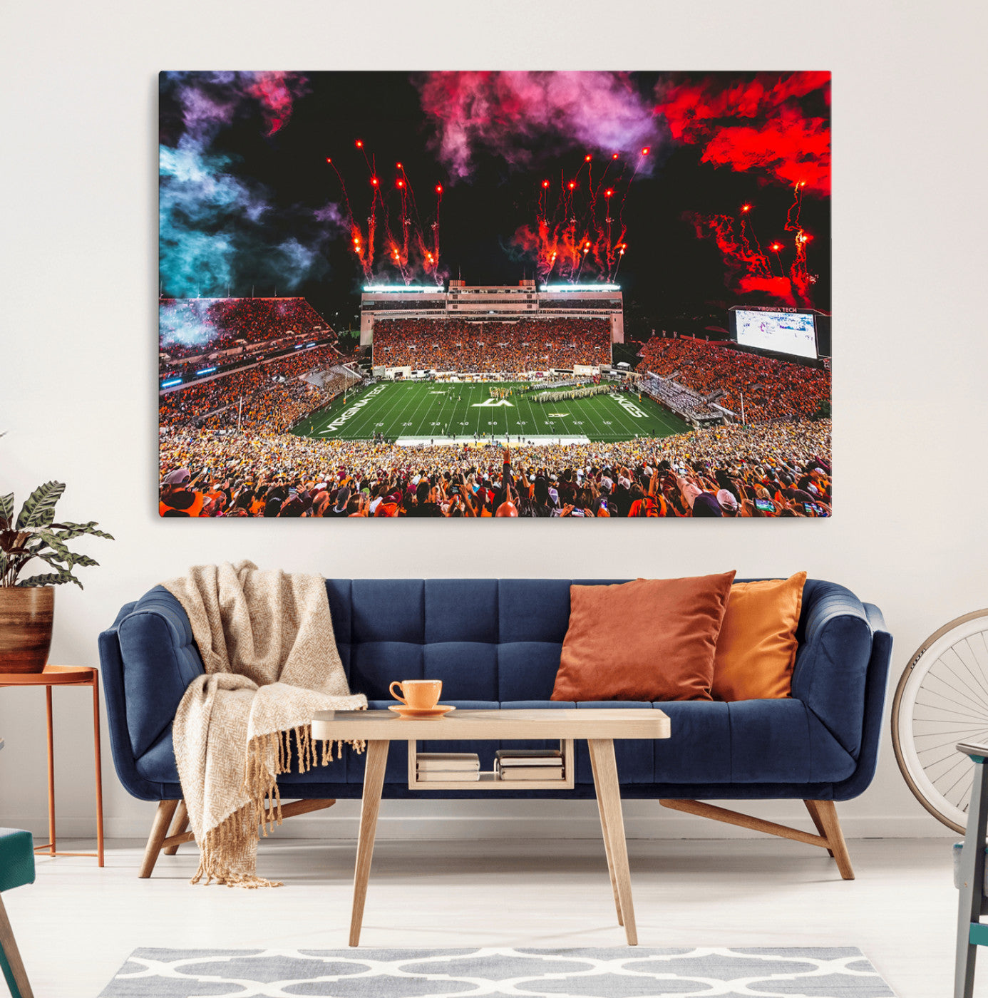 65761-MGV-CV-36X24-Virginia Tech Hokies Football Team Print - Blacksburg Lane Stadium Wall Art Canvas Print