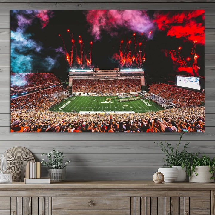 Virginia Tech Hokies Football Team Print - Blacksburg Lane Stadium Wall Art Canvas Print