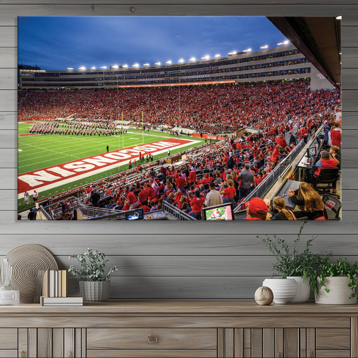 Wisconsin Badgers Football Team Print - Madison Camp Randall Stadium Wall Art Canvas Print