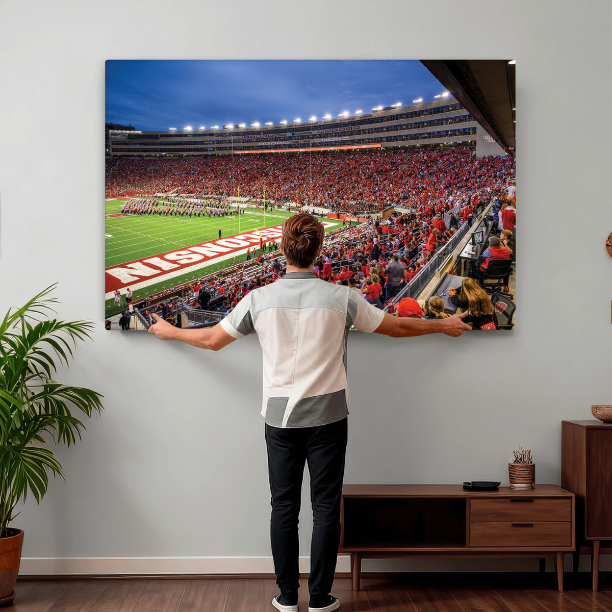 57601-MGV-CV-36X24 - Wisconsin Badgers Football Team Print - Madison Camp Randall Stadium Wall Art, Wisconsin Badgers