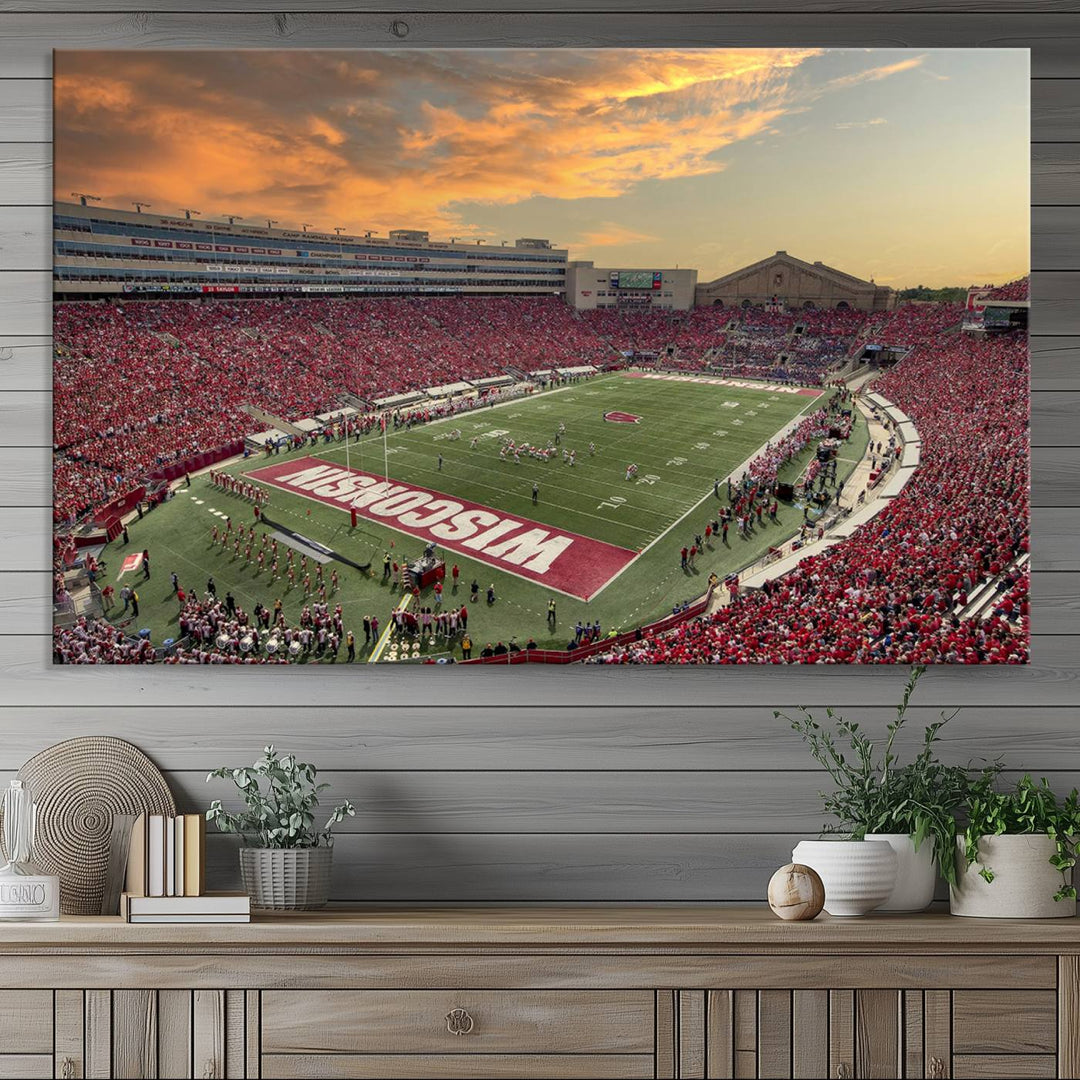 Wisconsin Badgers Football Team Print - Madison Camp Randall Stadium Wall Art Canvas Print