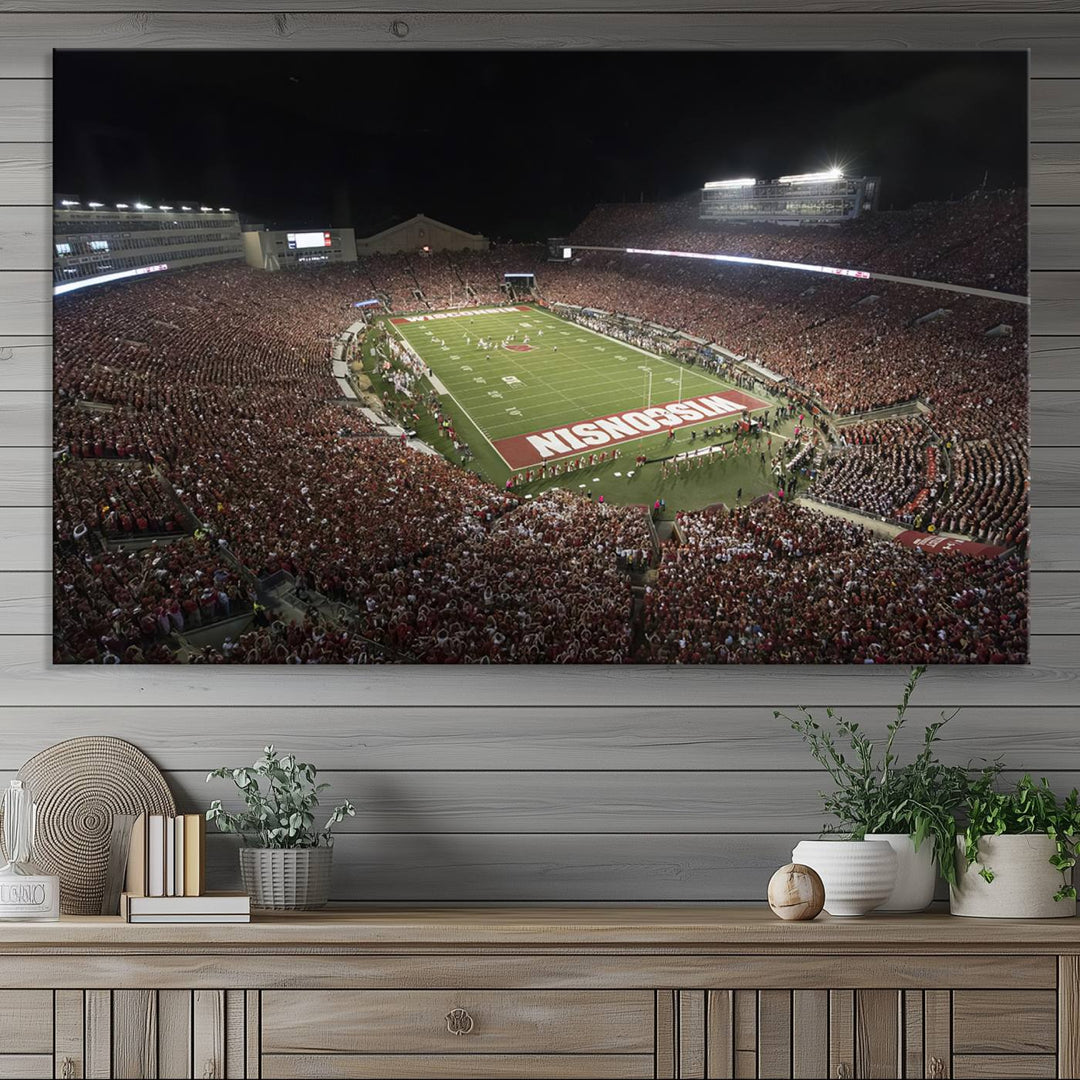 Wisconsin Badgers Football Team Print - Madison Camp Randall Stadium Wall Art Canvas Print