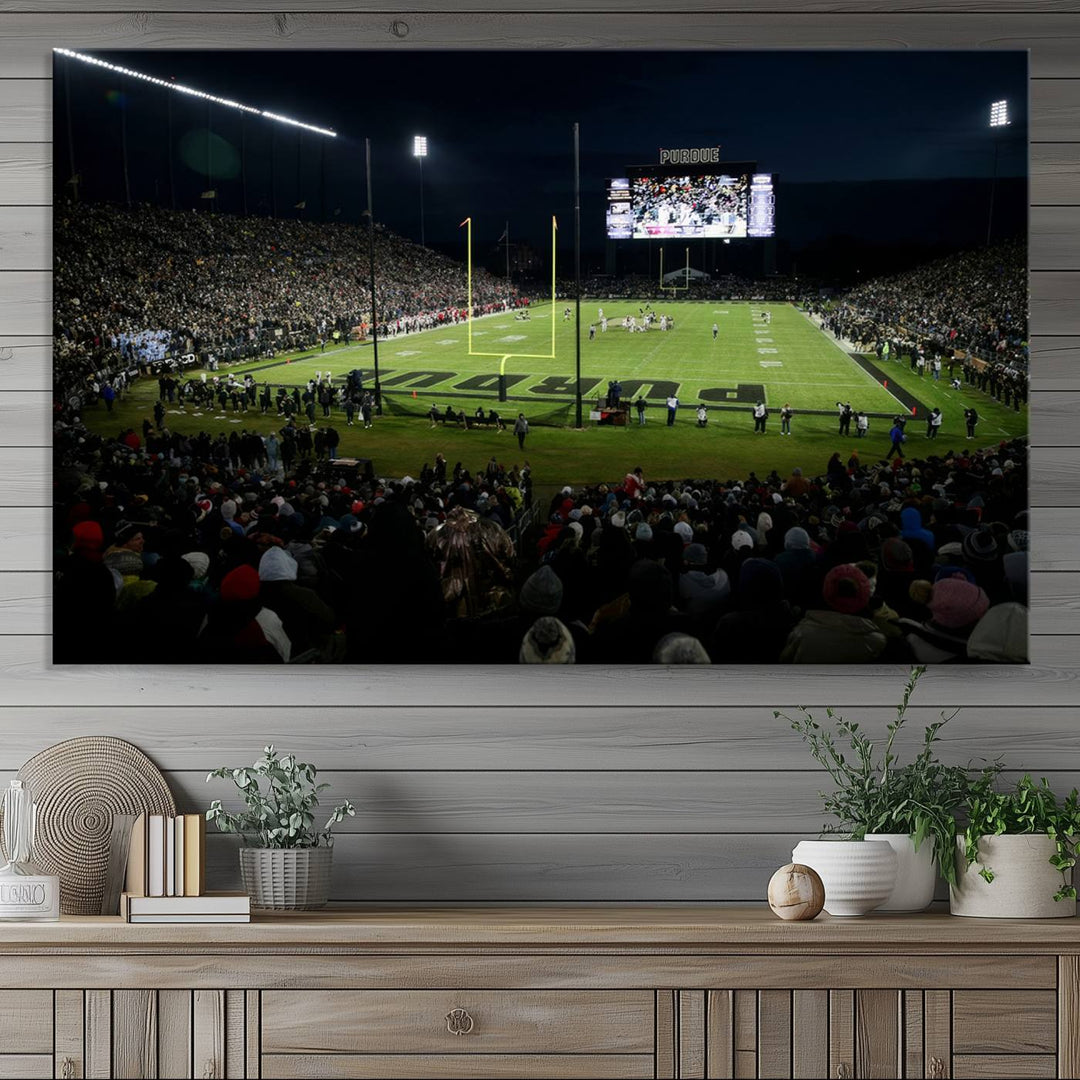 Purdue Boilermakers Football Team Print - West Lafayette Ross–Ade Stadium Wall Art Canvas Print