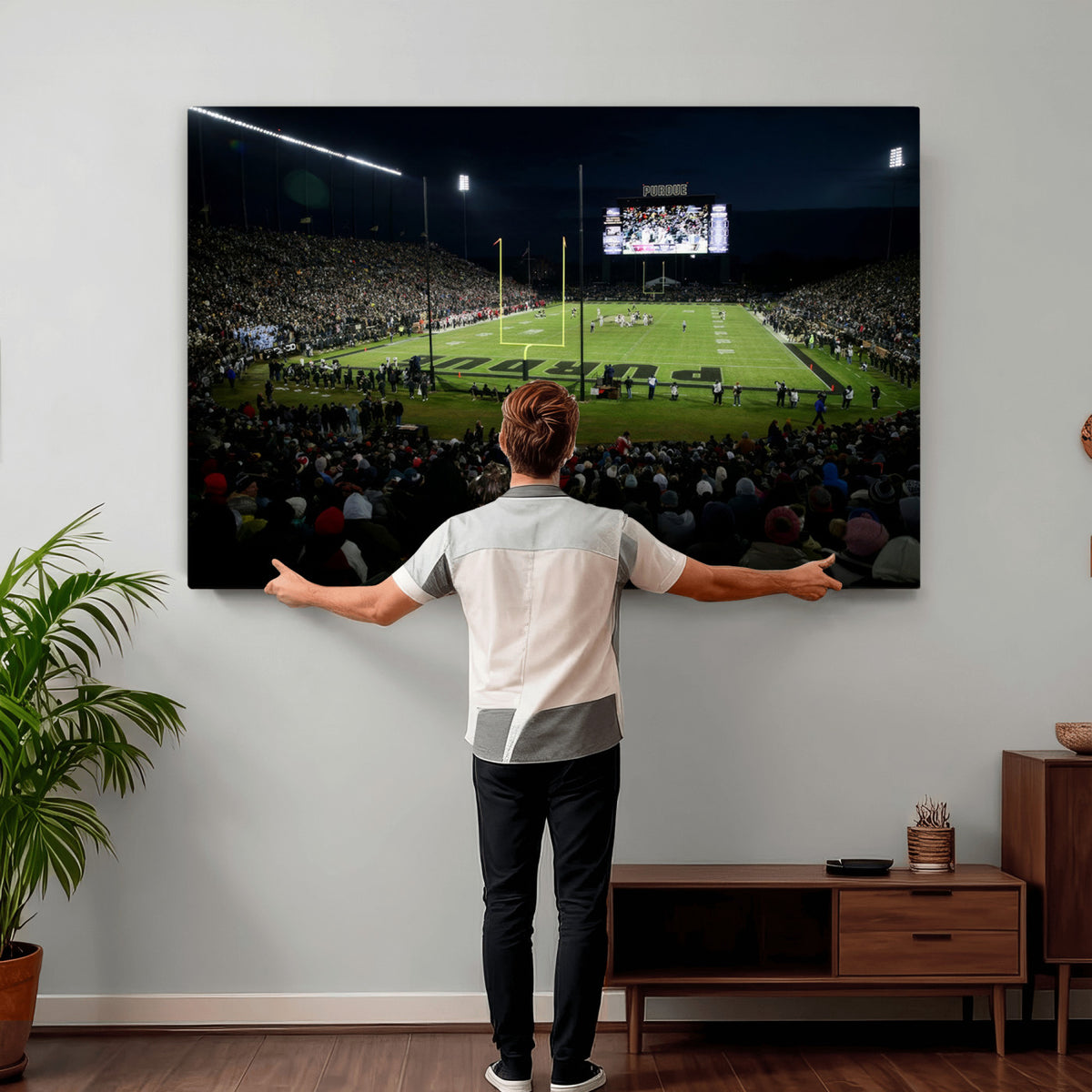 60140-MGV-CV-36X24 - Purdue Boilermakers Football Team Print - West Lafayette Ross–Ade Stadium Wall Art Canvas Print