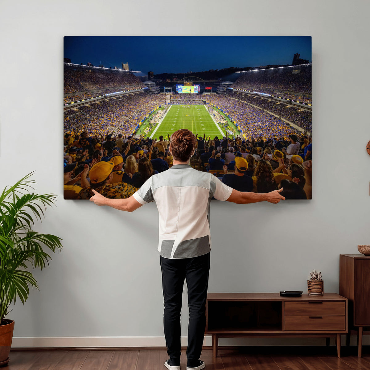 62297-MGV-CV-36X24 - Pittsburgh Panthers Football Team Print - Pittsburgh Acrisure Stadium Wall Art Canvas Print