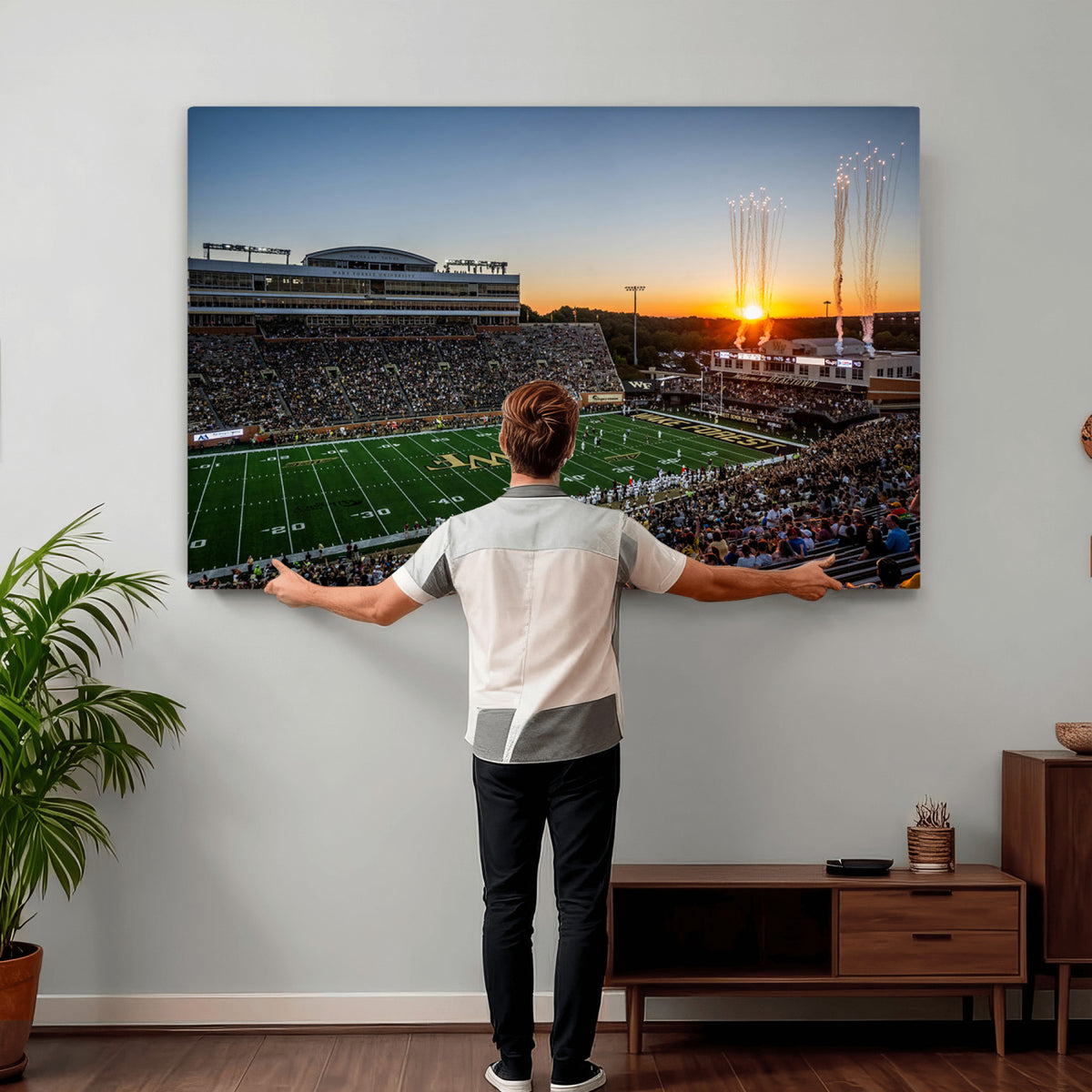 29253-MGV-CV-36X24 - Demon Deacons Football Team Print Canvas- Winston-Salem Allegacy Federal Credit Union Stadium Wall