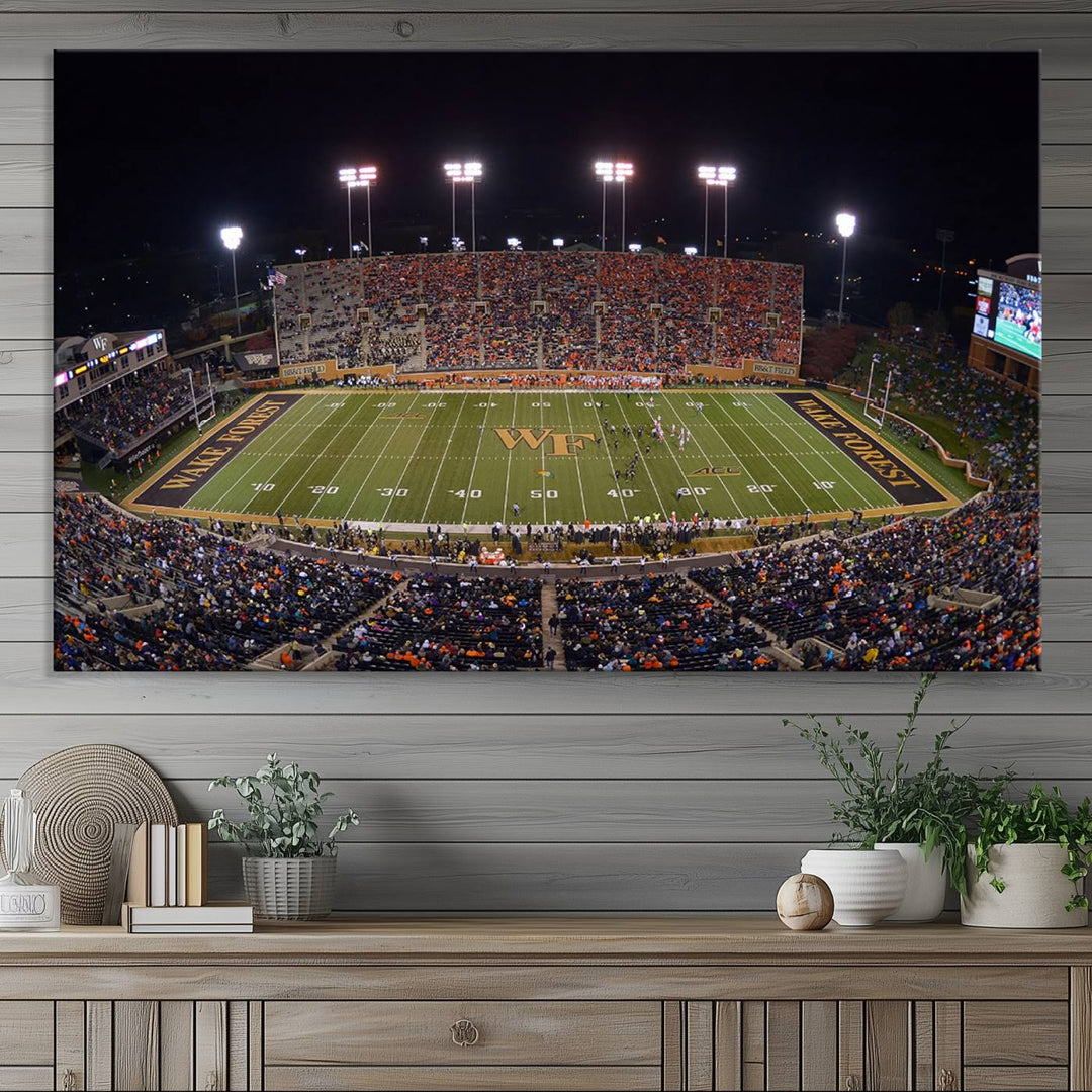 Demon Deacons Football Team Print - Winston-Salem Allegacy Federal Credit Union Stadium Wall Art Canvas Print