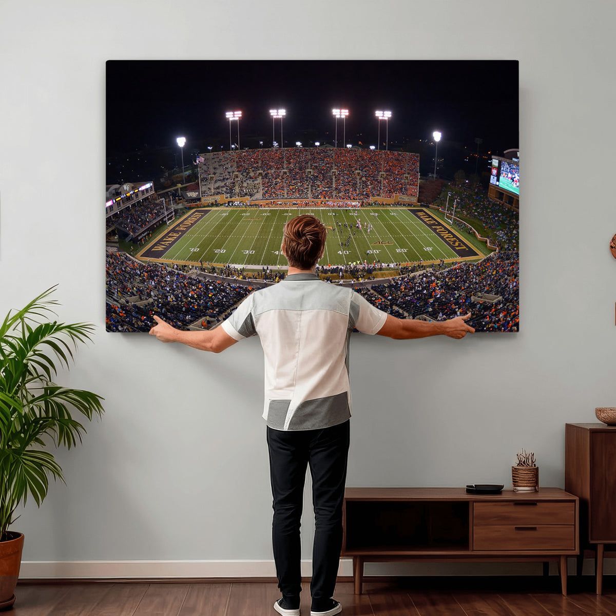 26033-MGV-CV-36X24 - Demon Deacons Print Canvas, Football Team Print