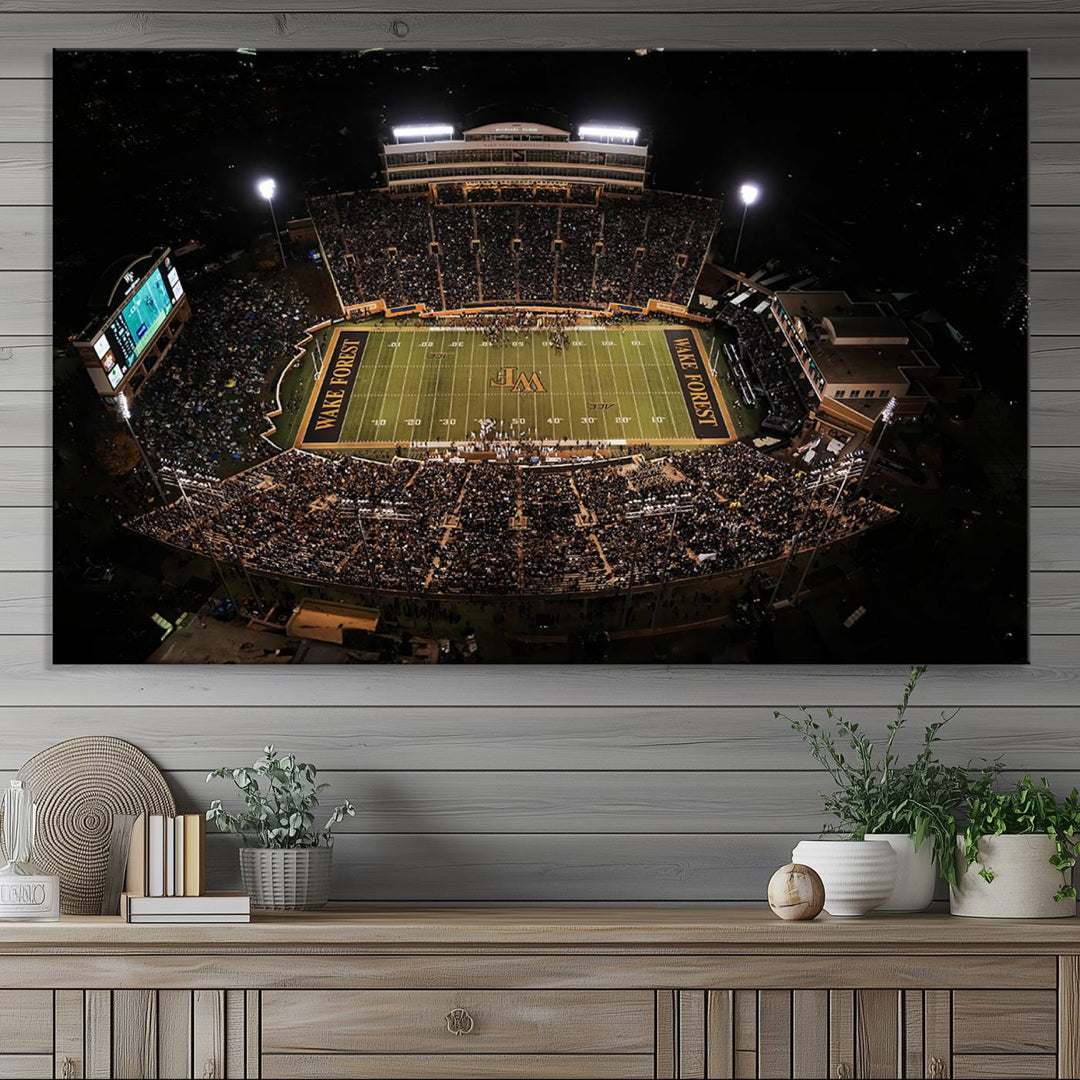 Wake Forest University Demon Deacons Football Team Print - Winston-Salem Allegacy Federal Credit Union Stadium Wall Art Canvas Print