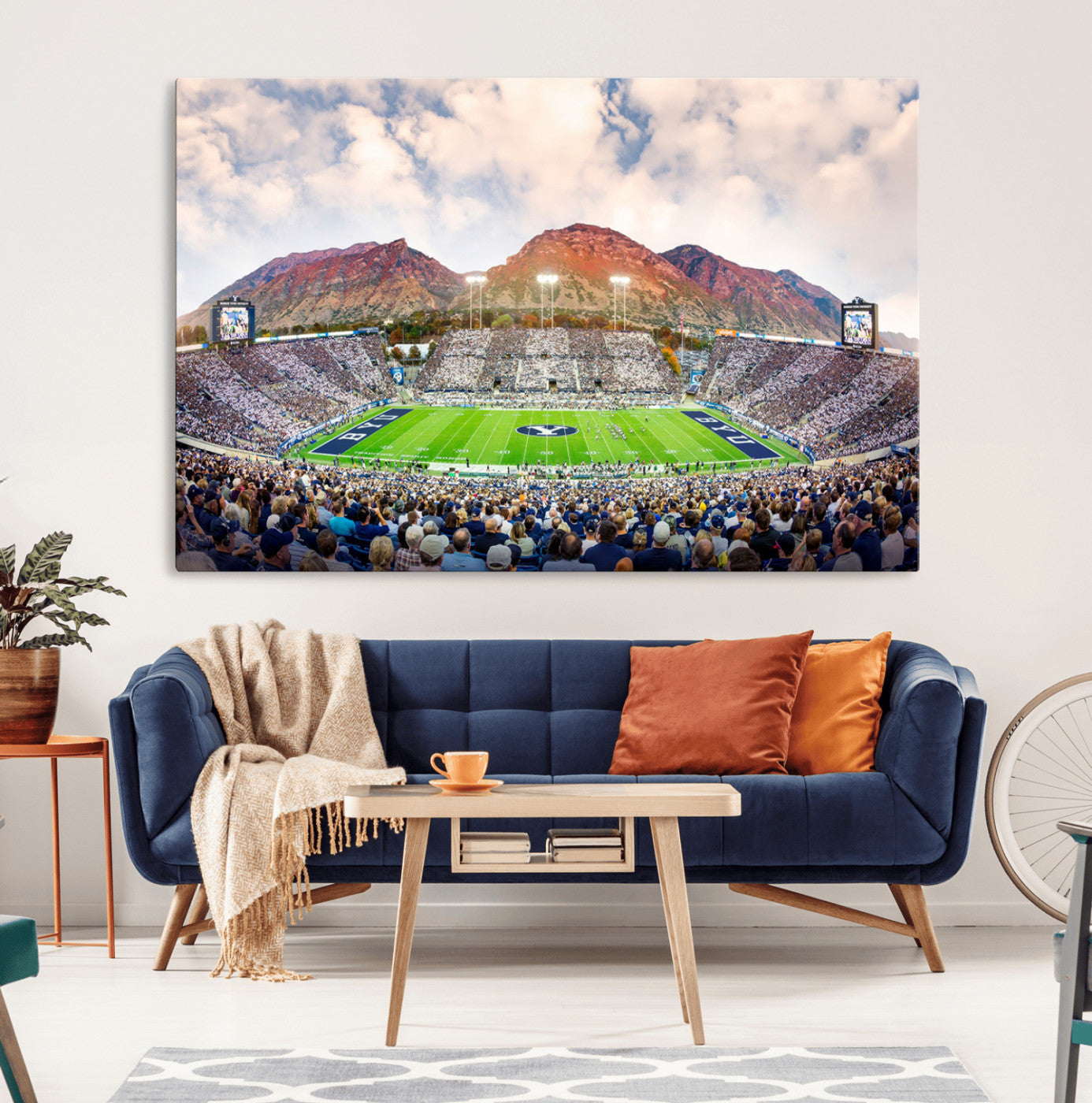 85734-MGV-CV-36X24-Brigham Young University Cougars Football Team Print - Provo LaVell Edwards Stadium Wall Art Canvas