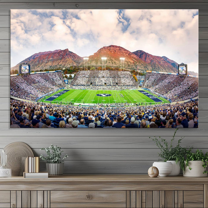 Brigham Young University Cougars Football Team Print - Provo LaVell Edwards Stadium Wall Art Canvas Print.