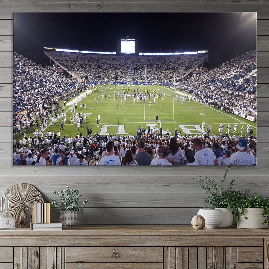 Brigham Young University Cougars Football Team Print - Provo LaVell Edwards Stadium Wall Art Canvas Print.