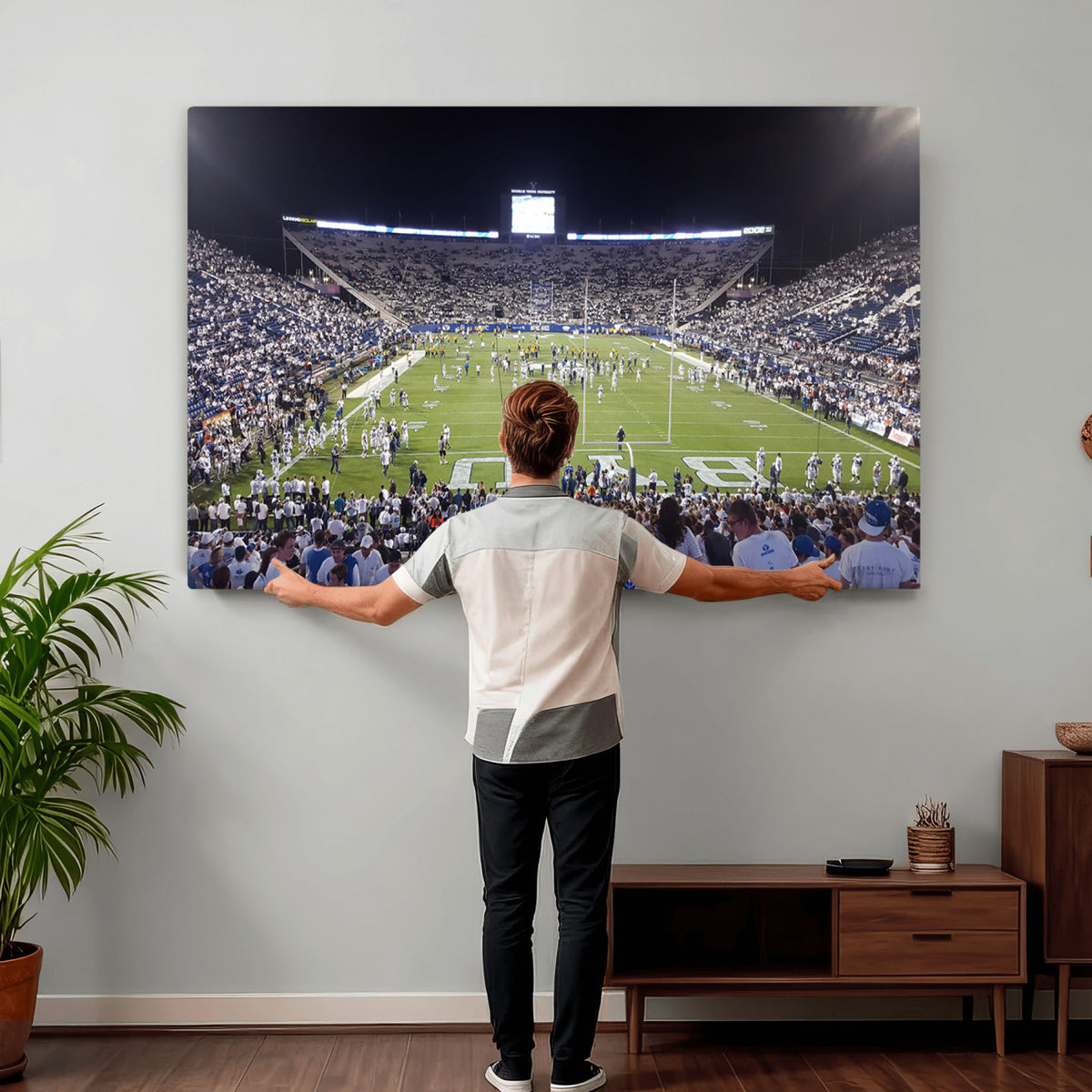 65036-MGV-CV-36X24 - Brigham Young University Cougars Football Print Canvas - Provo LaVell Edwards Stadium Wall Art