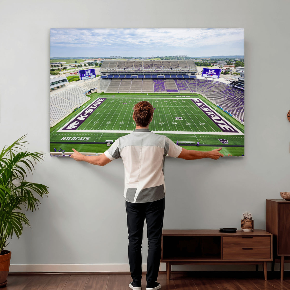 29452-MGV-CV-36X24 - KState Wildcats Football Team Print - Manhattan Bill Snyder Family Football Stadium Wall Art Canvas