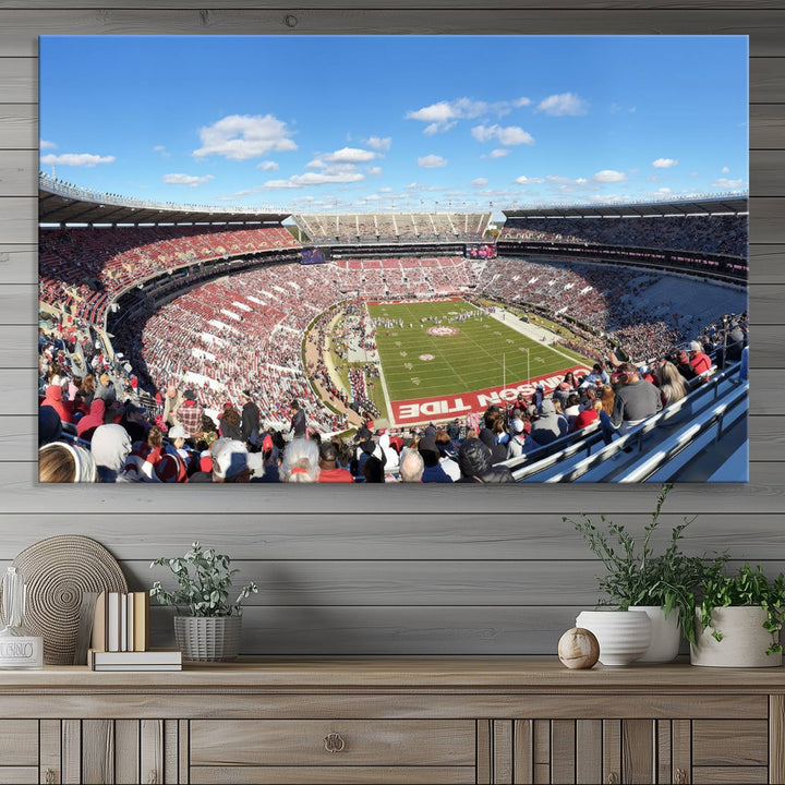 University of Alabama Crimson Tide Football Team Print - Tuscaloosa Bryant-Denny Stadium Wall Art Canvas Print