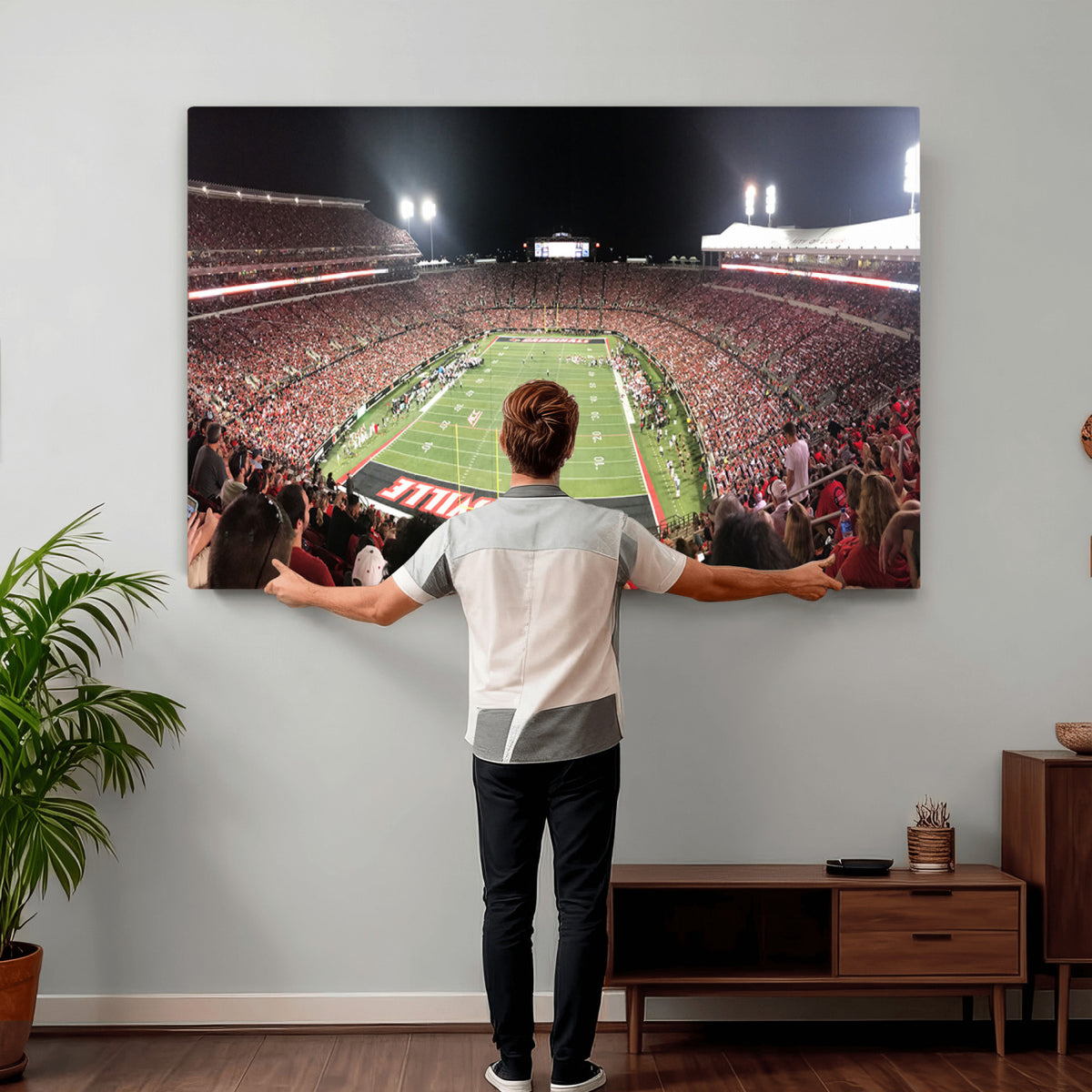 52267-MGV-CV-36X24 - University of Louisville Cardinals Football Team Print - Louisville Cardinal Stadium Wall Art Canvas