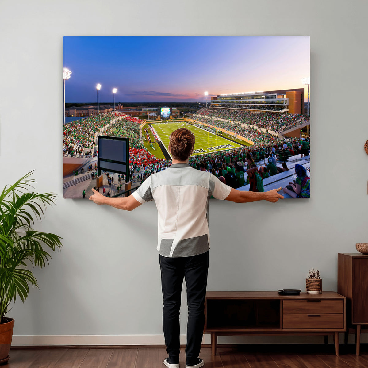 25916-MGV-CV-36X24 - University of North Texas Mean Green Football Team Print - Denton DATCU Stadium Canvas Print Wall