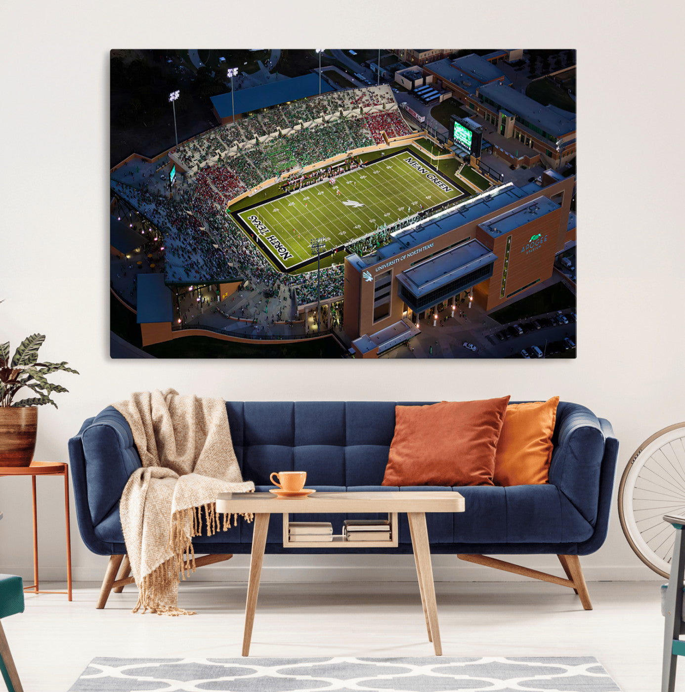 46167-MGV-CV-36X24-University of North Texas Mean Green Football Artwork, Football Team Print - Denton DATCU Stadium