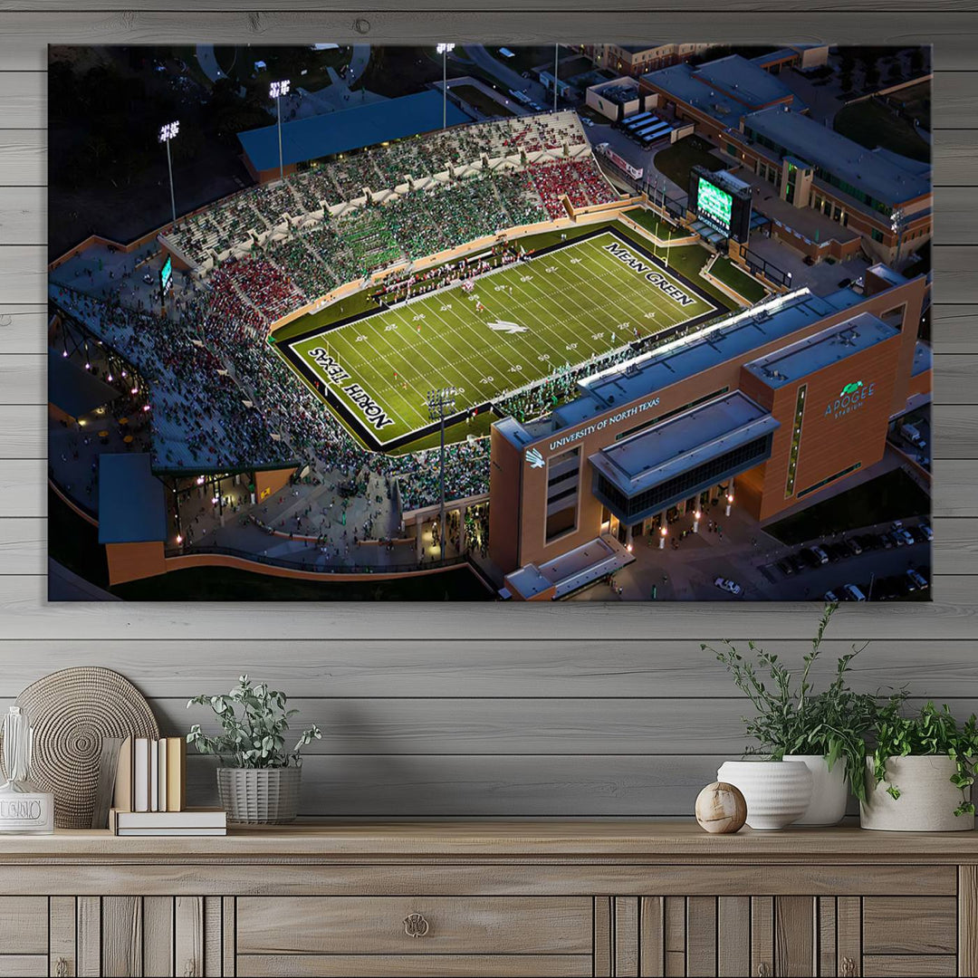 University of North Texas Mean Green Football Team Print - Denton DATCU Stadium Wall Art Canvas Print