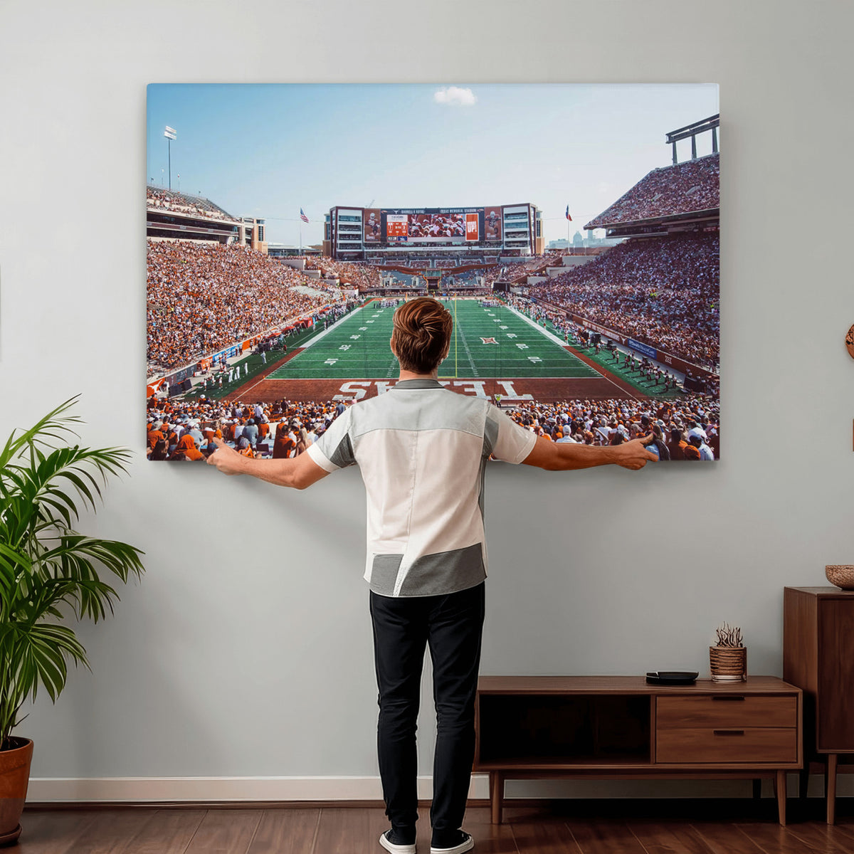 14826-MGV-CV-36X24 - Framed Texas Memorial Stadium Canvas, University of Texas Longhorns Football Team Print - Austin