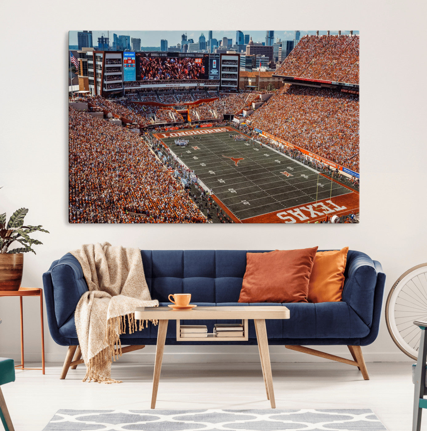 92103-MGV-CV-36X24-University of Texas Longhorns Football Team Print - Austin Darrell K Royal-Texas Memorial Stadium
