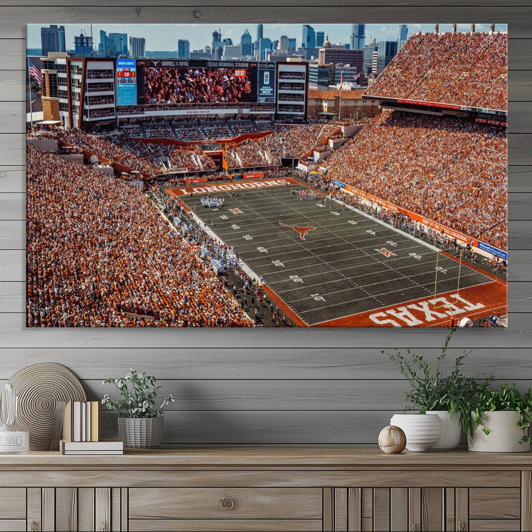 University of Texas Longhorns Football Team Print - Austin Darrell K Royal-Texas Memorial Stadium Wall Art Canvas Print