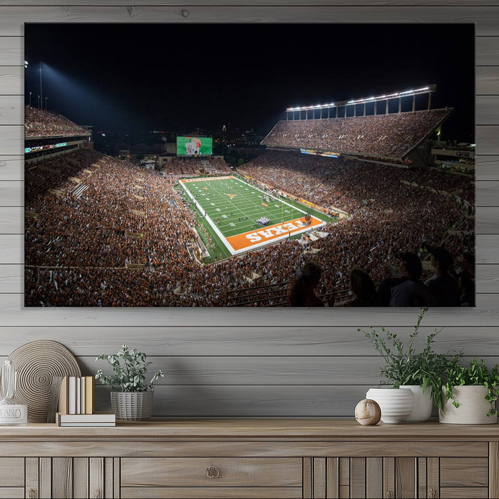 University of Texas Longhorns Football Team Print Austin Darrell K Royal Texas Memorial Stadium Wall Art Canvas Print