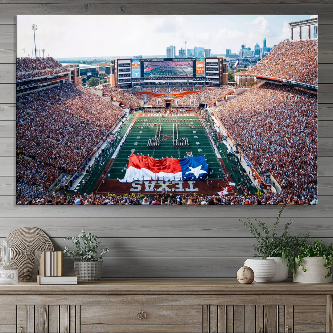 University of Texas Longhorns Football Team Canvas Print - Austin Darrell K Royal-Texas Memorial Stadium Wall Art Canvas Print