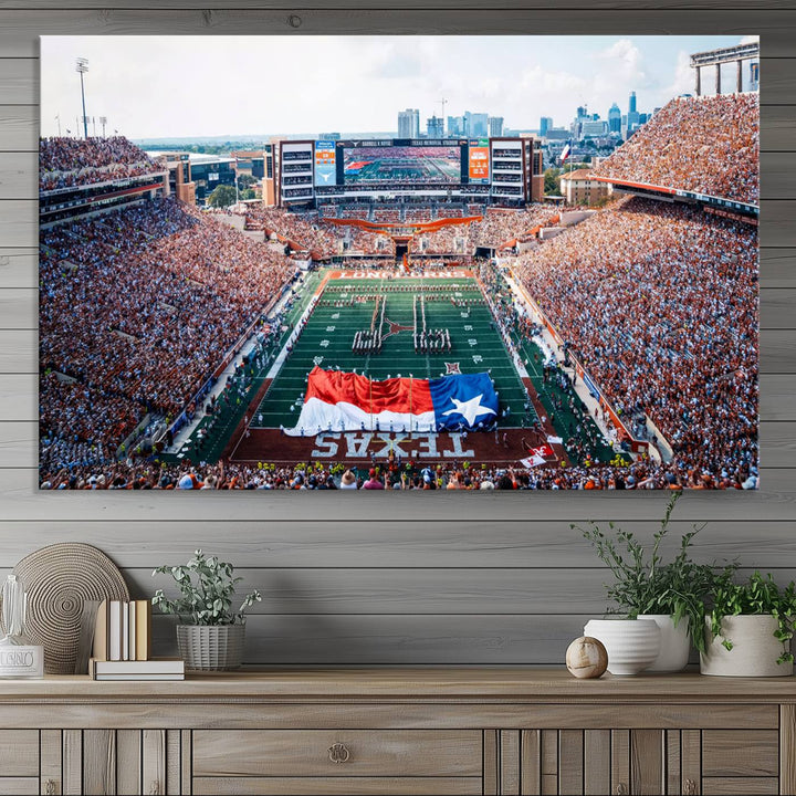 University of Texas Longhorns Football Team Canvas Print - Austin Darrell K Royal-Texas Memorial Stadium Wall Art Canvas Print