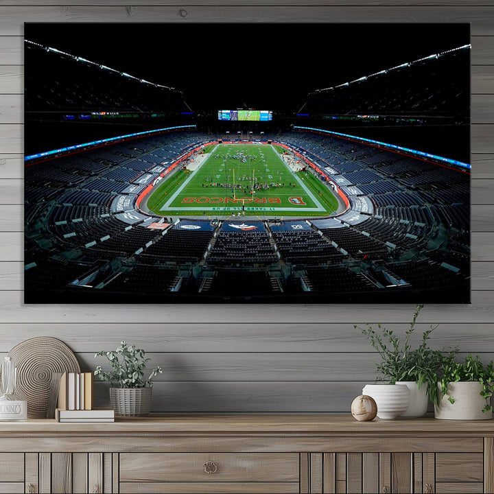 Denver Broncos Football Team Print - Denver Empower Field at Mile High Stadium Wall Art Canvas Print