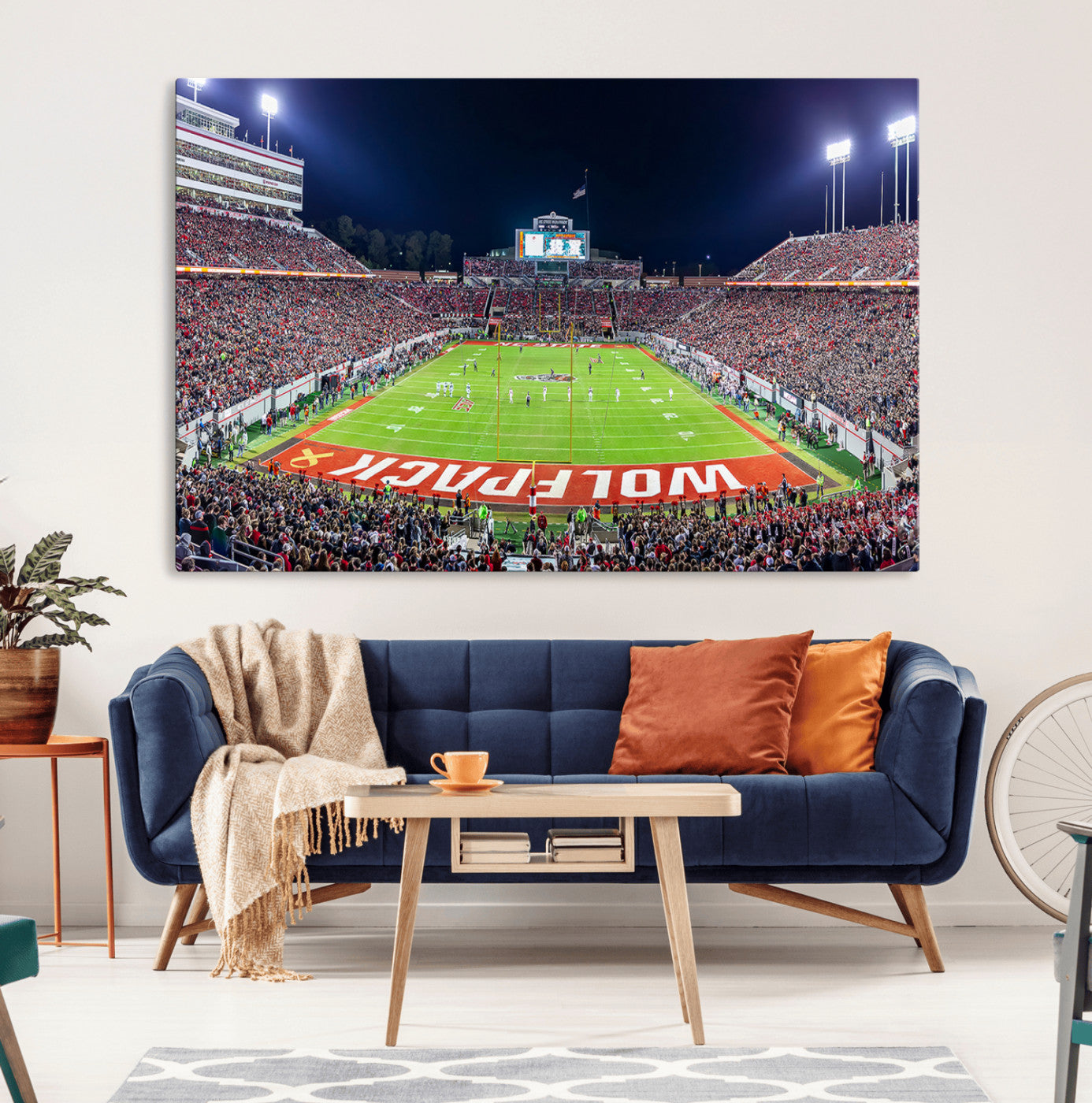 80943-MGV-CV-36X24-Wolfpack Football Team Print - Raleigh Carter-Finley Stadium Wall Art Canvas Print